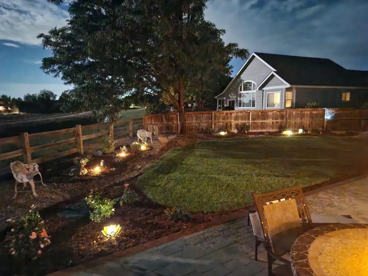 Beautiful landscape lighting on a Colorado property